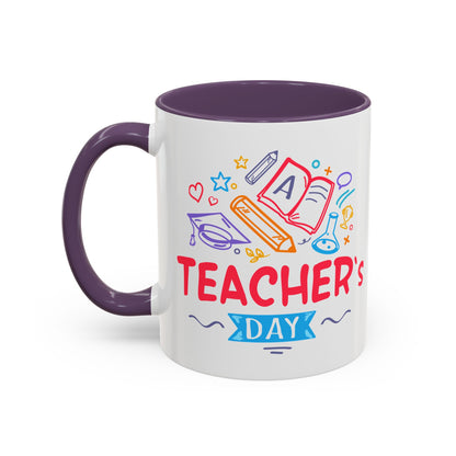 Teacher's Day Accent Coffee Mug - Celebrate Educators with Colorful Designs