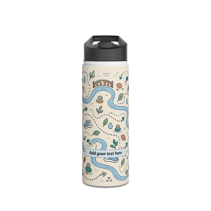 River Trail Stainless Steel Water Bottle — Customizable Scenic Hiking Design