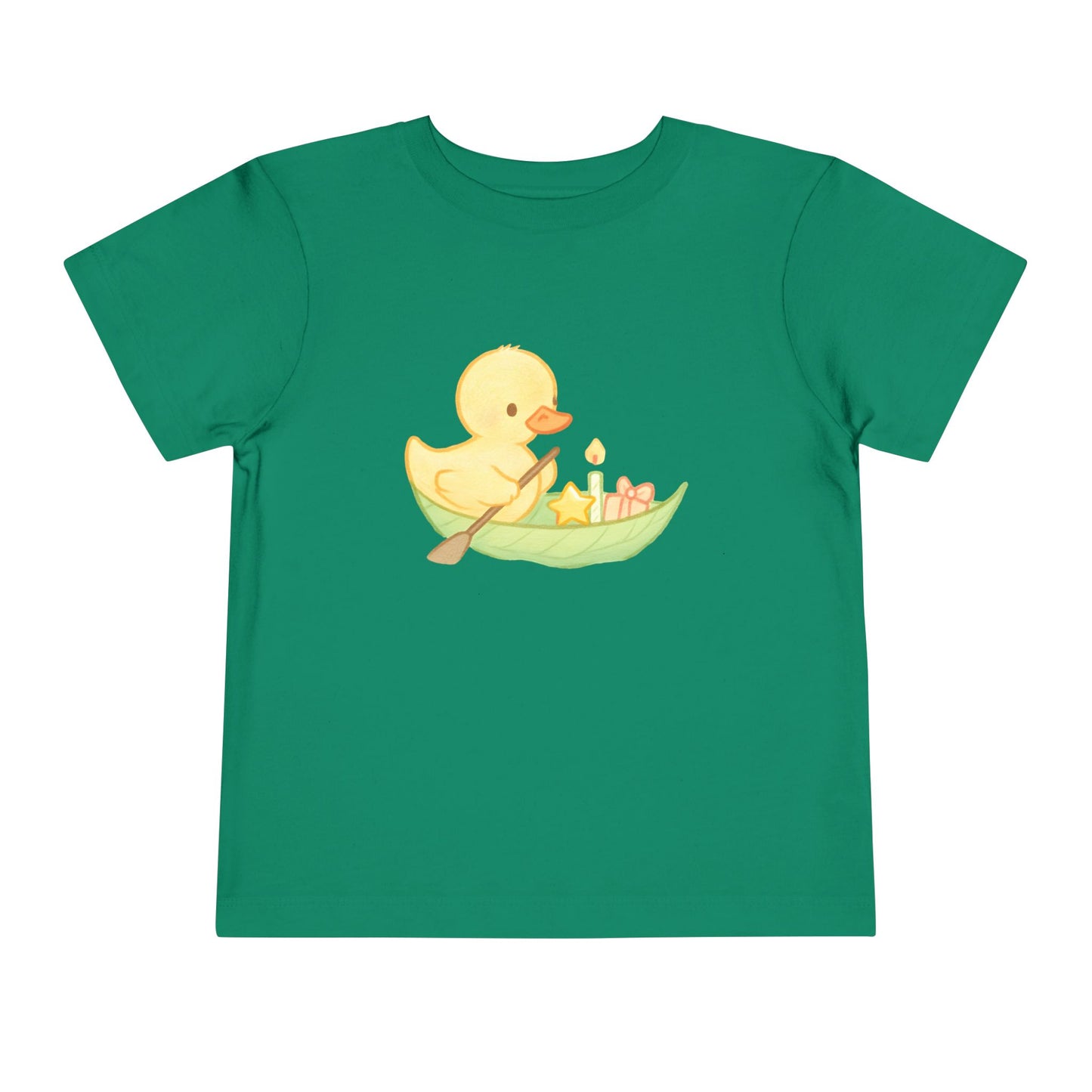Cute Yellow Duck in Leaf – Toddler Soft Cotton T-Shirt