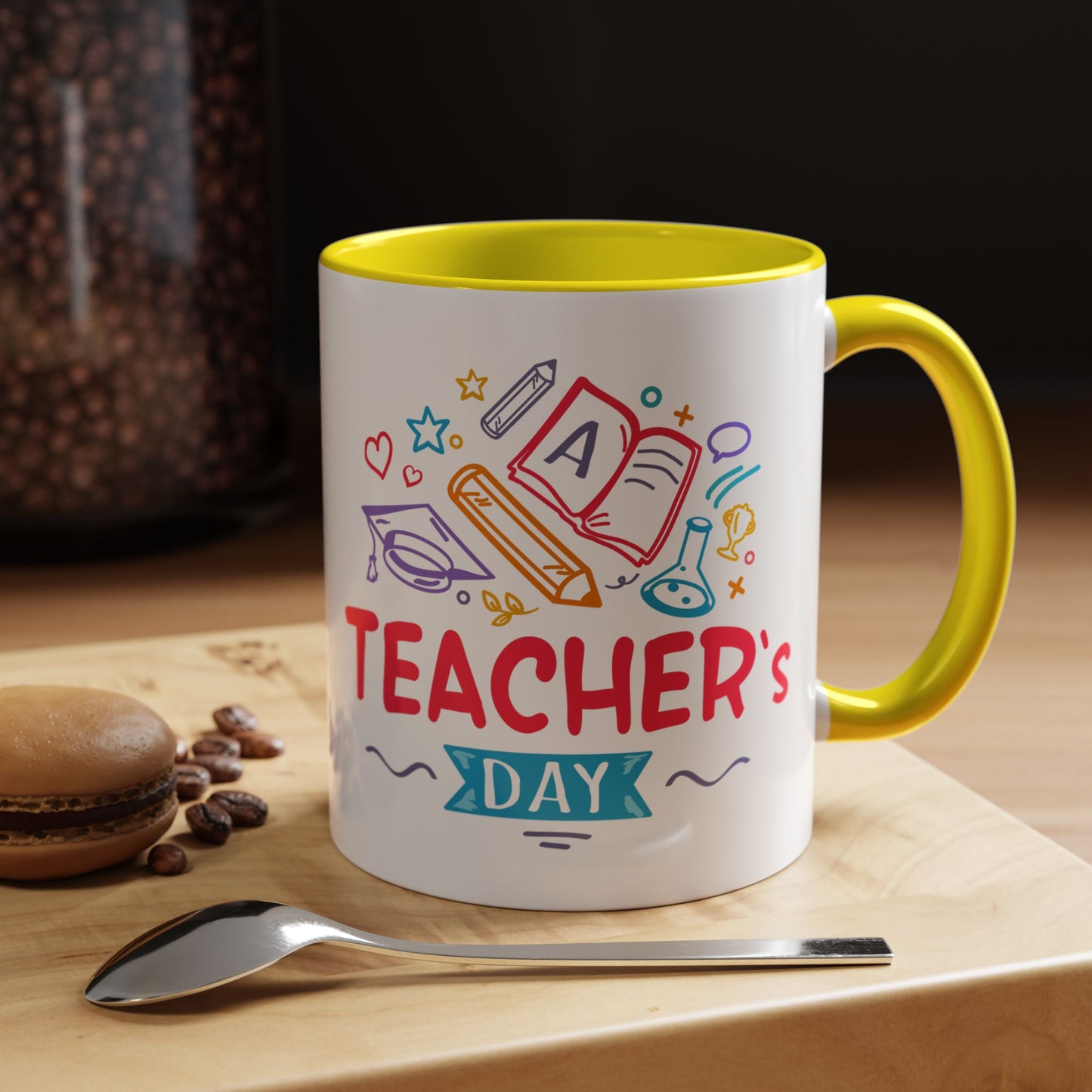 Teacher's Day Accent Coffee Mug - Celebrate Educators with Colorful Designs