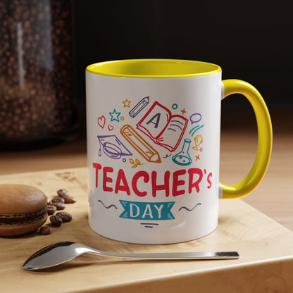 Teacher's Day Accent Coffee Mug - Celebrate Educators with Colorful Designs