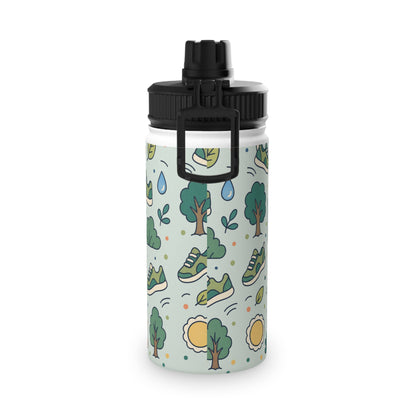 Outdoor Pattern Stainless Steel Water Bottle — Adventure Run & Trees Sports Lid