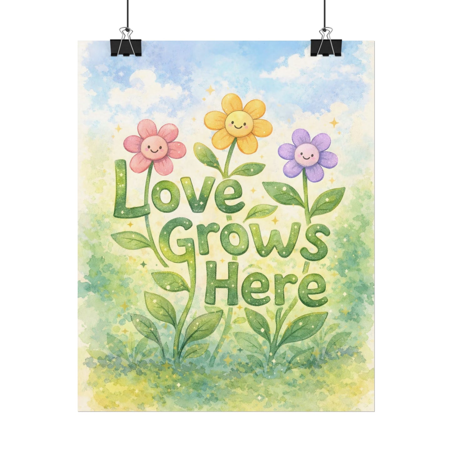 Love Grows Here - Textured Watercolor Matte Poster