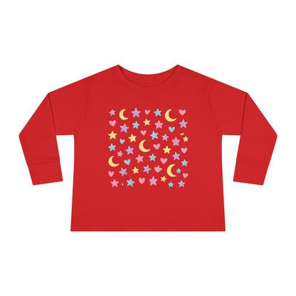 Toddler Pastel Stars, Moons & Hearts Long Sleeve Tee