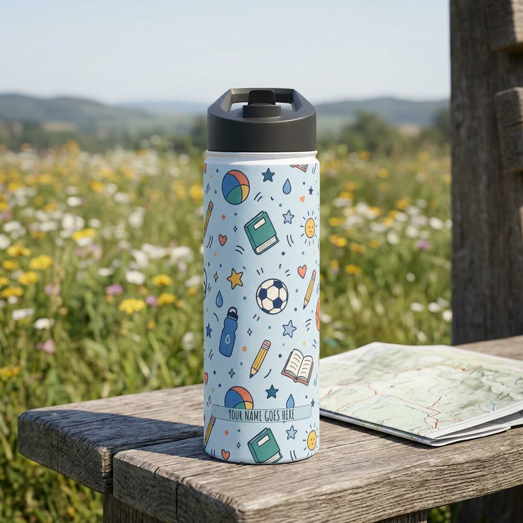 School Doodle - Stainless Steel Water Bottle