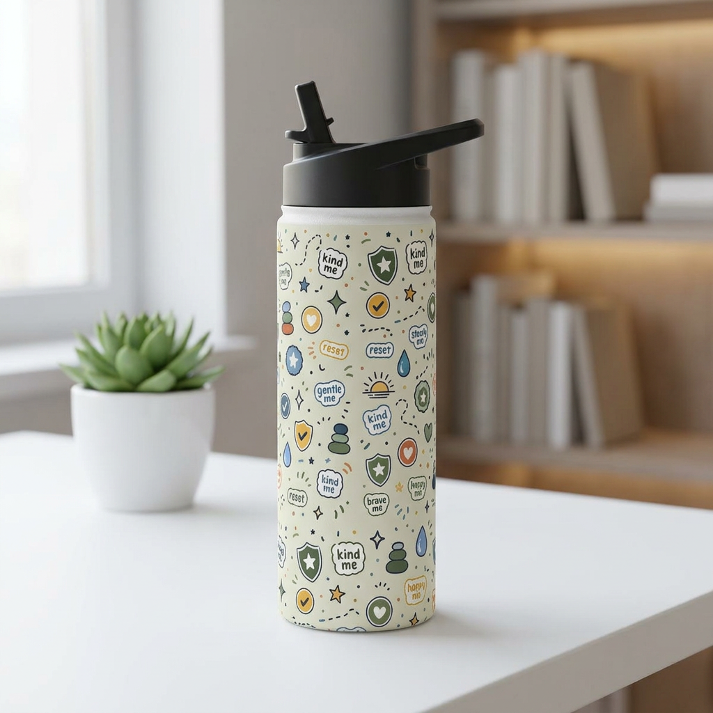 Positive Affirmation Pattern - Stainless Steel Water Bottle