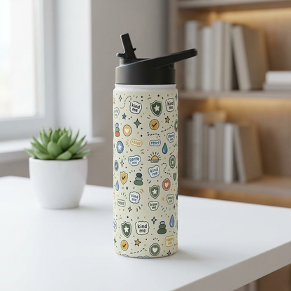 Positive Affirmation Pattern - Stainless Steel Water Bottle