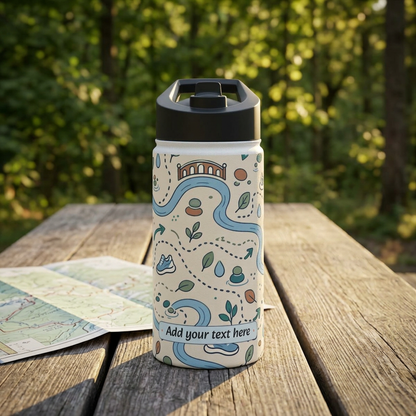 River Trail Stainless Steel Water Bottle — Customizable Scenic Hiking Design