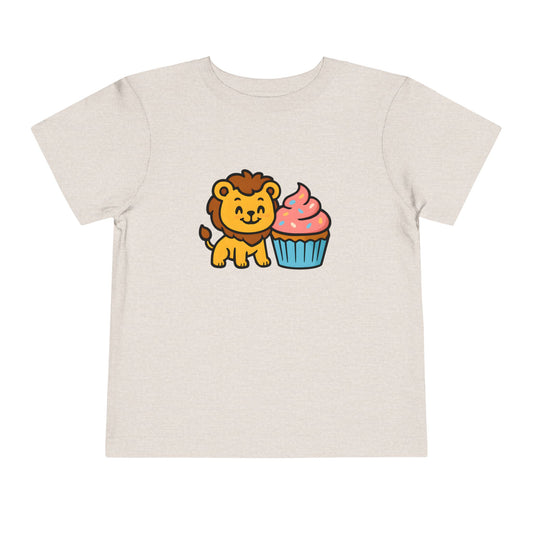 Cute Lion with Cupcake – Toddler Soft Cotton T-Shirt