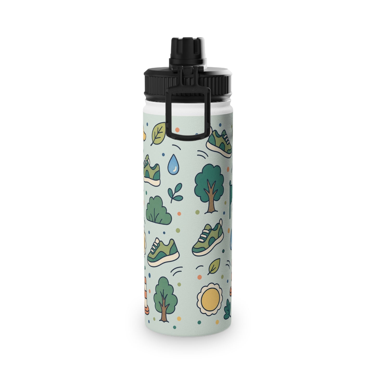 Outdoor Pattern Stainless Steel Water Bottle — Adventure Run & Trees Sports Lid