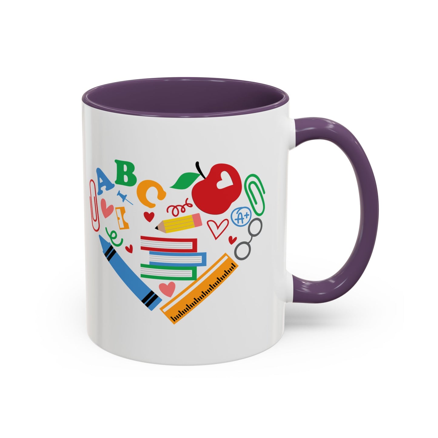 Back to School Teacher's Heart Coffee Mug - Colorful Classroom Design