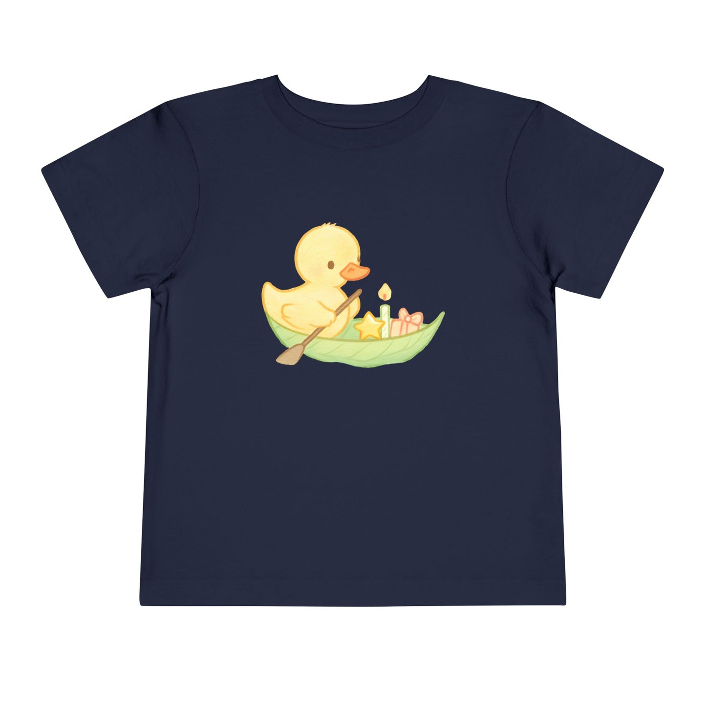 Cute Yellow Duck in Leaf – Toddler Soft Cotton T-Shirt