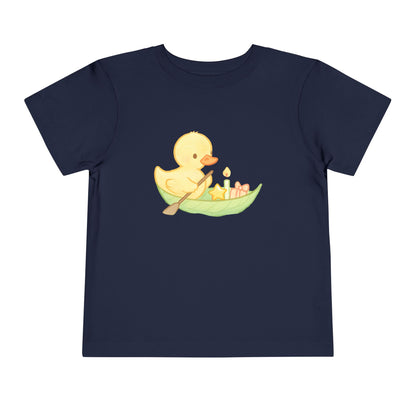 Cute Yellow Duck in Leaf – Toddler Soft Cotton T-Shirt