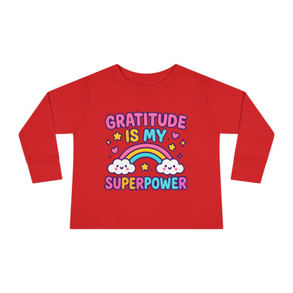 Gratitude Is My Superpower Toddler Long Sleeve Tee