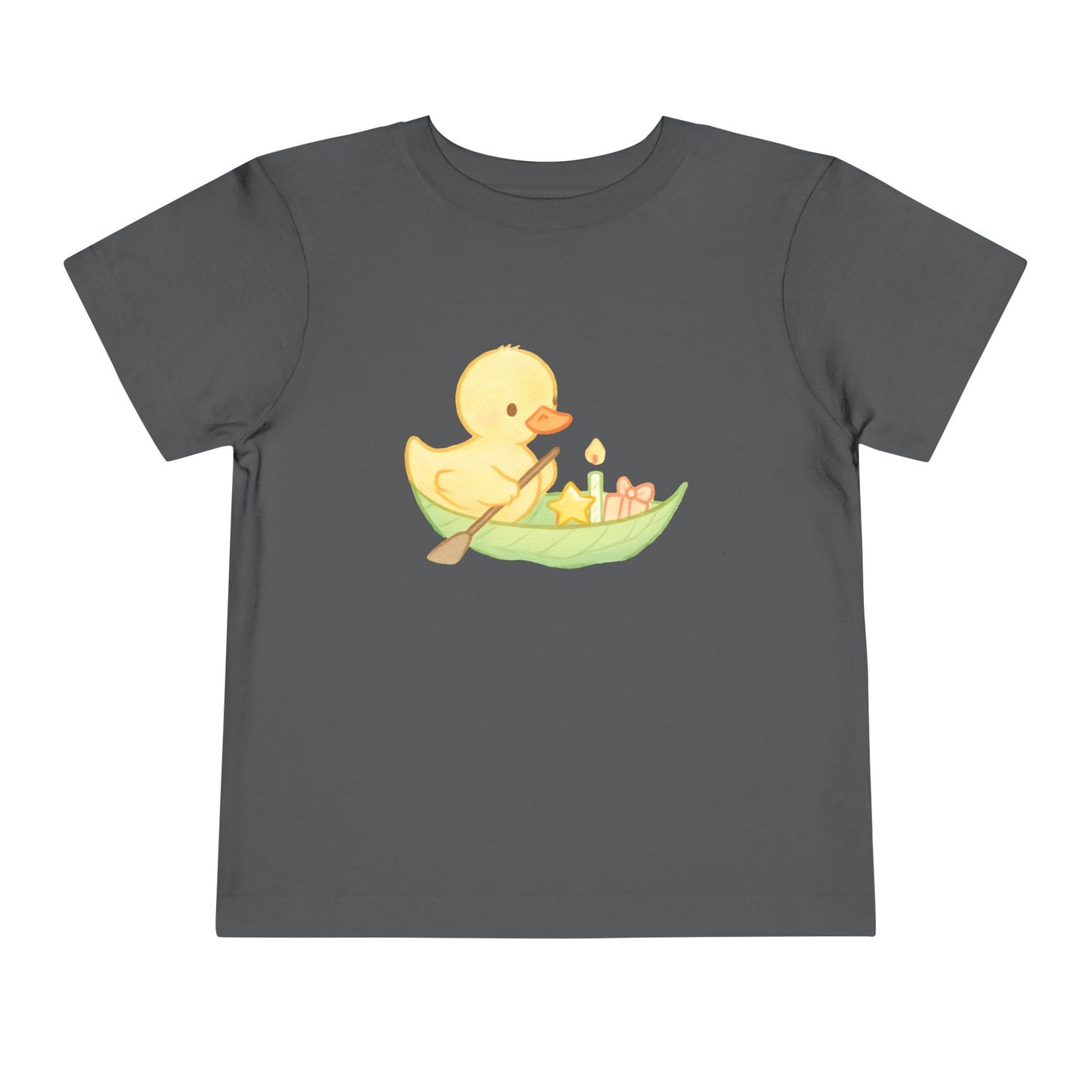 Cute Yellow Duck in Leaf – Toddler Soft Cotton T-Shirt