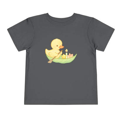 Cute Yellow Duck in Leaf – Toddler Soft Cotton T-Shirt