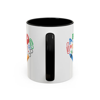 Back to School Teacher's Heart Coffee Mug - Colorful Classroom Design