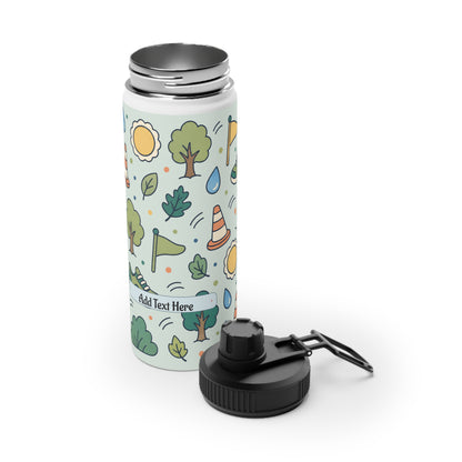 Outdoor Pattern Stainless Steel Water Bottle — Adventure Run & Trees Sports Lid