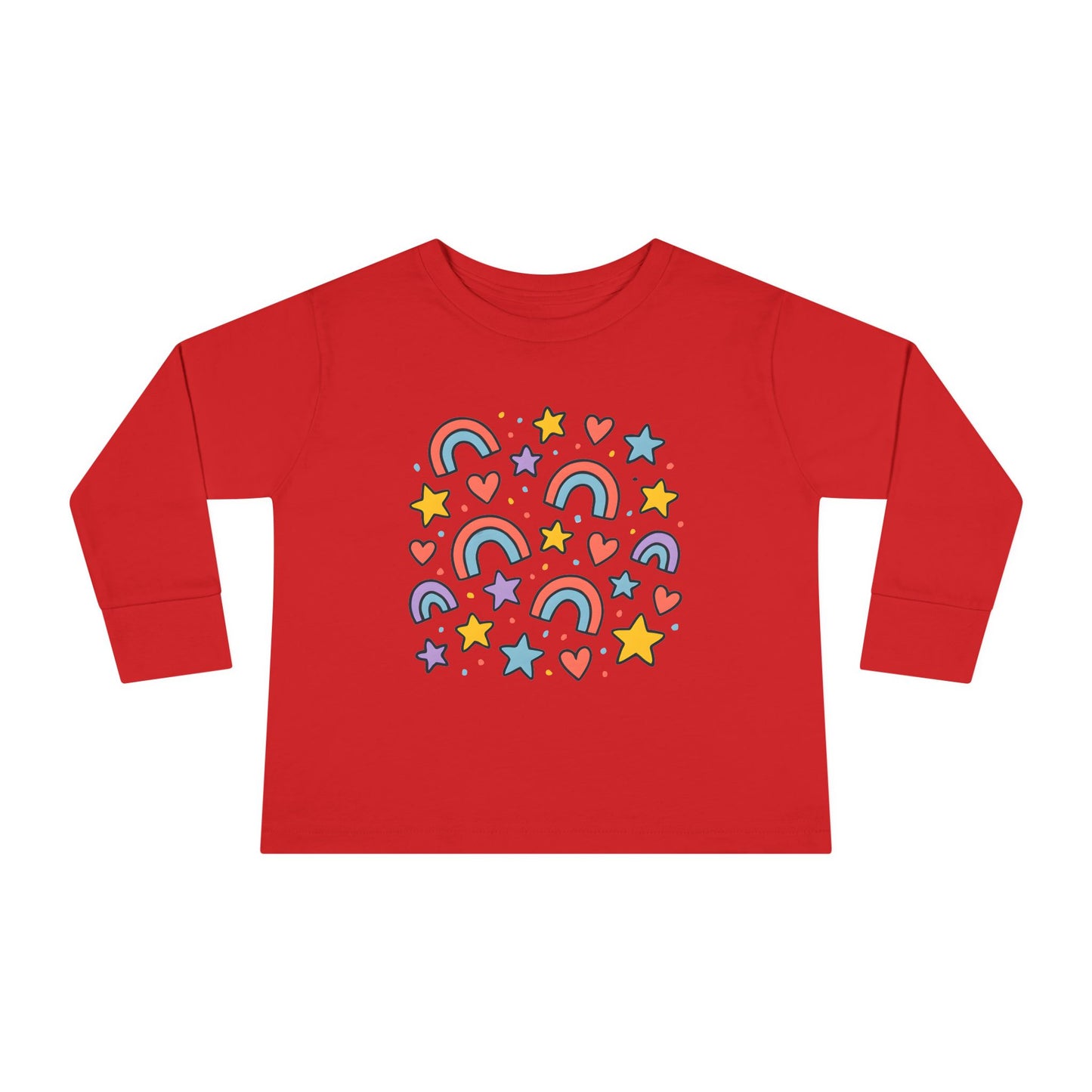 Toddler Cute Rainbow, Stars & Hearts Long Sleeve Tee