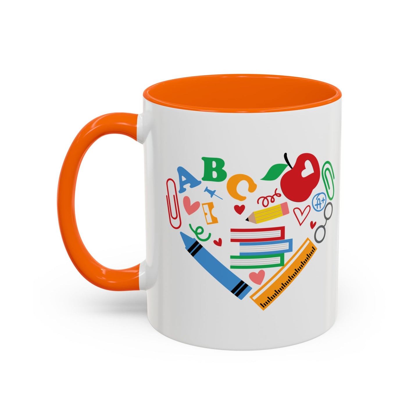 Back to School Teacher's Heart Coffee Mug - Colorful Classroom Design