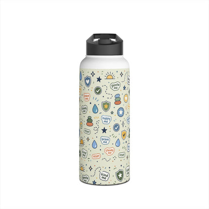 Positive Affirmation Pattern - Stainless Steel Water Bottle