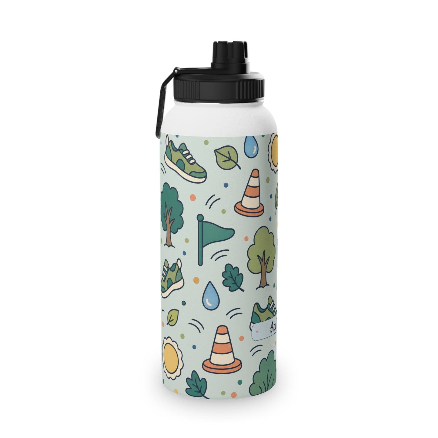 Outdoor Pattern Stainless Steel Water Bottle — Adventure Run & Trees Sports Lid