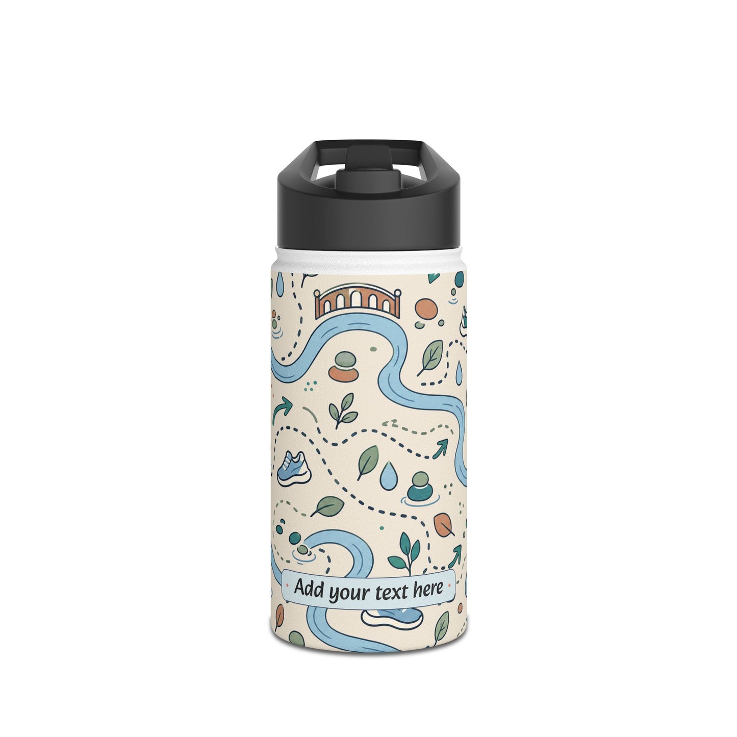 River Trail Stainless Steel Water Bottle — Customizable Scenic Hiking Design