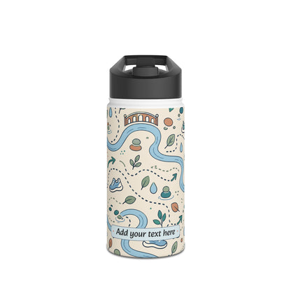 River Trail Stainless Steel Water Bottle — Customizable Scenic Hiking Design