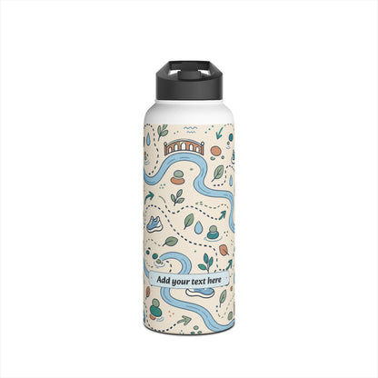 River Trail Stainless Steel Water Bottle — Customizable Scenic Hiking Design