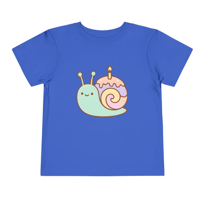 Cute Birthday Snail Graphic – Toddler Soft Cotton T-Shirt