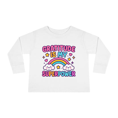 Gratitude Is My Superpower Toddler Long Sleeve Tee