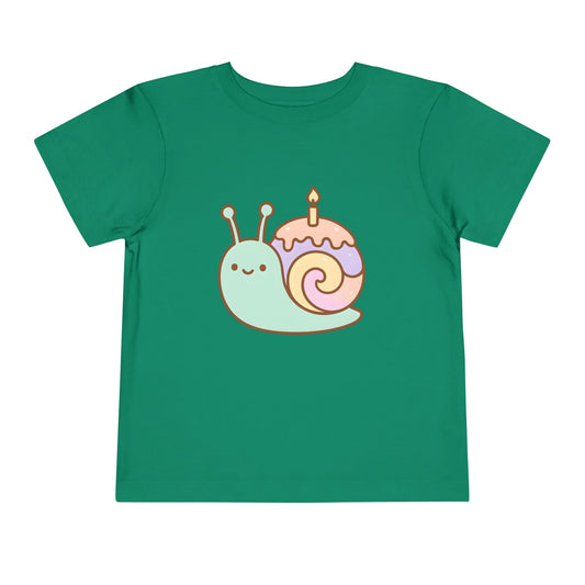Cute Birthday Snail Graphic – Toddler Soft Cotton T-Shirt