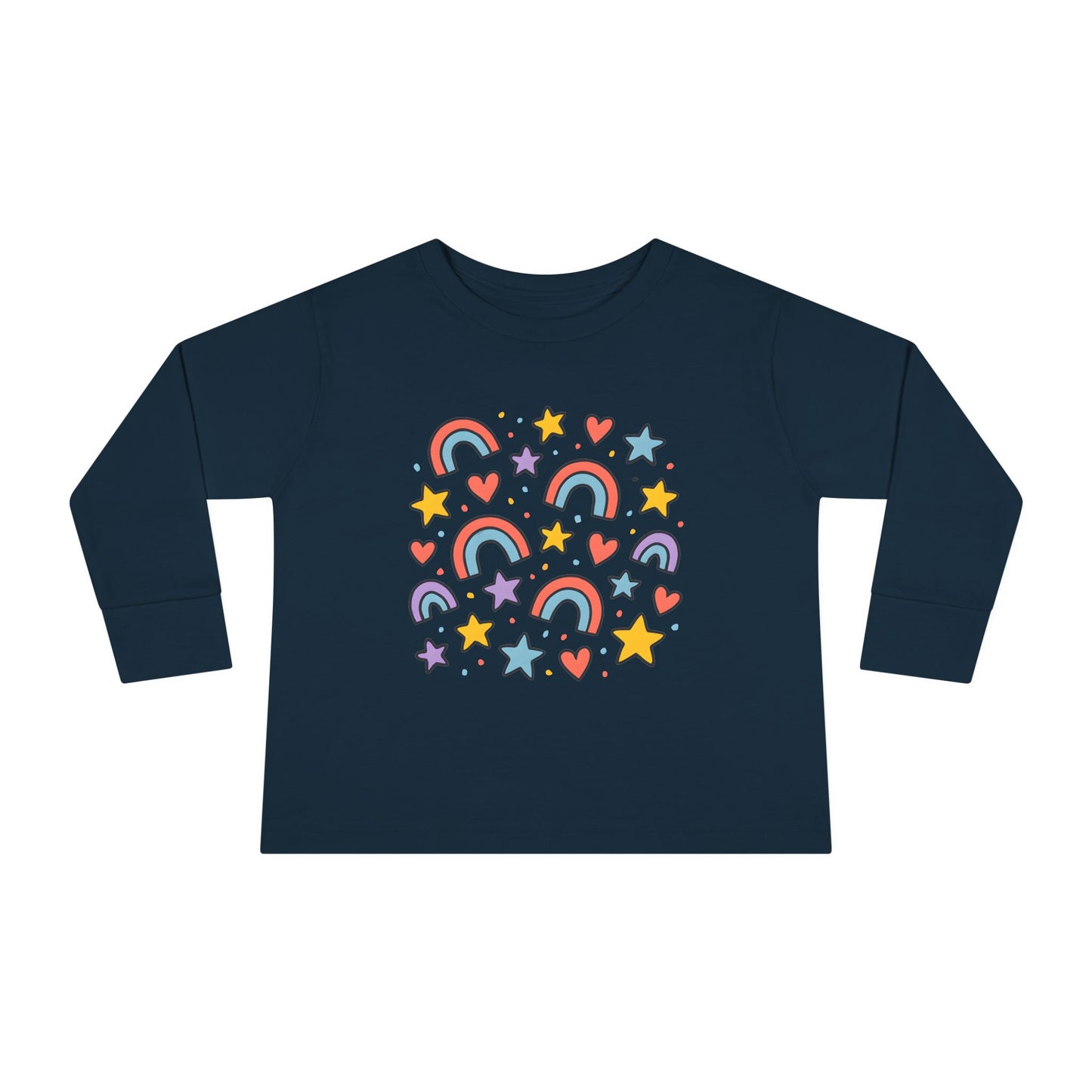 Toddler Cute Rainbow, Stars & Hearts Long Sleeve Tee