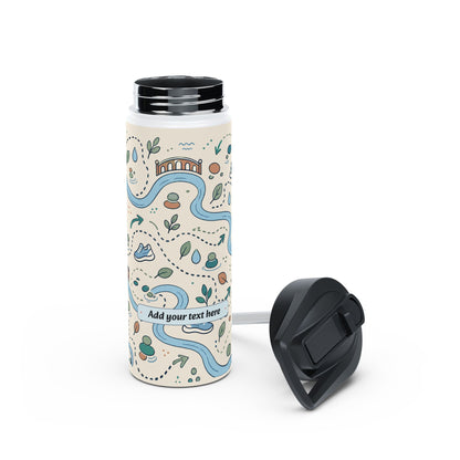 River Trail Stainless Steel Water Bottle — Customizable Scenic Hiking Design