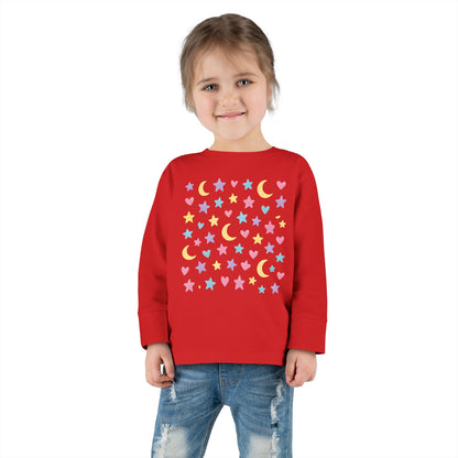 Toddler Pastel Stars, Moons & Hearts Long Sleeve Tee