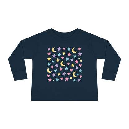 Toddler Pastel Stars, Moons & Hearts Long Sleeve Tee