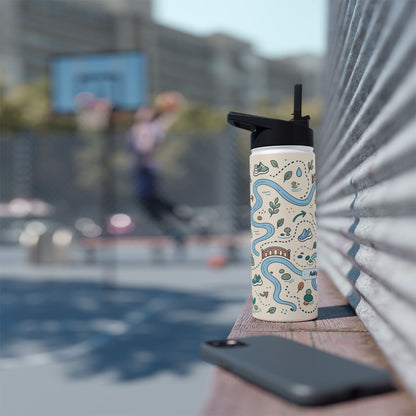 River Trail Stainless Steel Water Bottle — Customizable Scenic Hiking Design