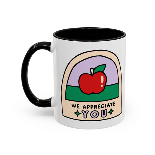 We Appreciate You Coffee Mug - Cute Apple Design - Perfect Gift for Friends & Family