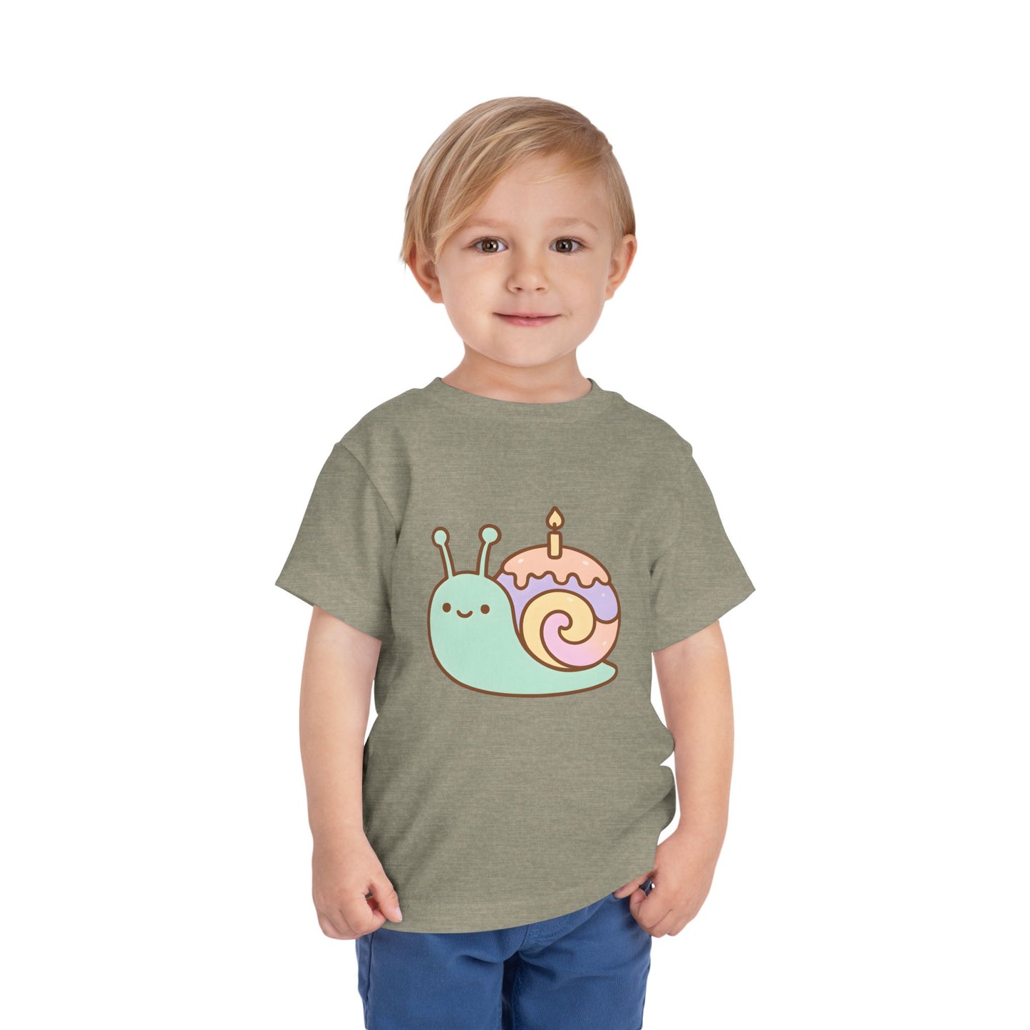 Cute Birthday Snail Graphic – Toddler Soft Cotton T-Shirt