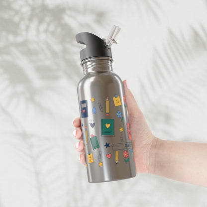 School Smiles - Stainless Steel Water Bottle with Straw 20oz