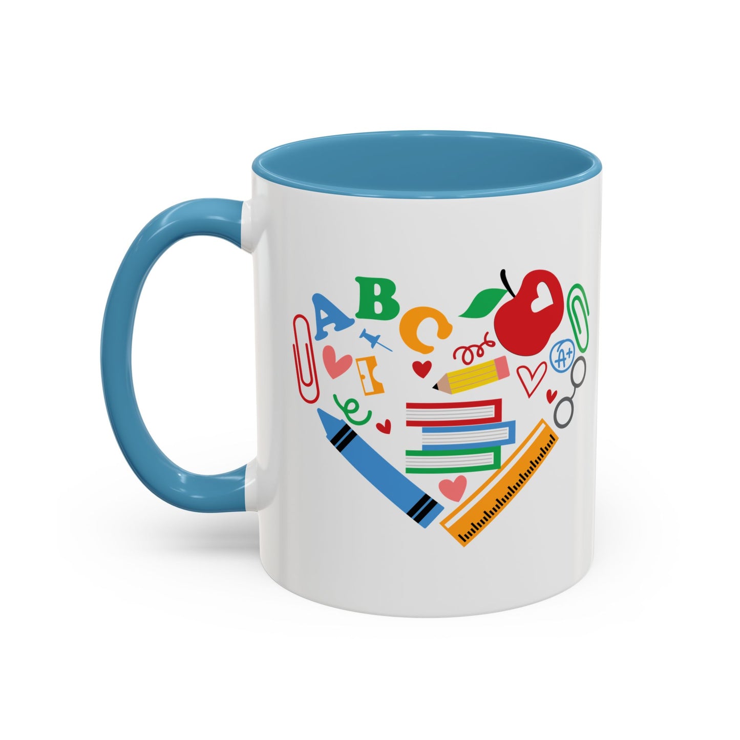 Back to School Teacher's Heart Coffee Mug - Colorful Classroom Design