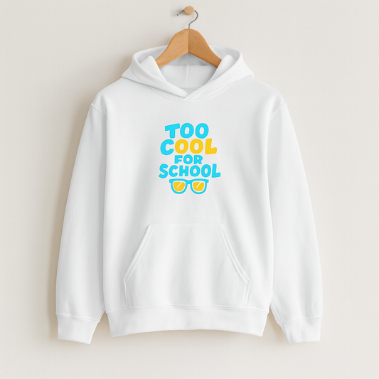 Cool – Kids Classic Hoodie Sweatshirt on a wooden hanger and wall peg